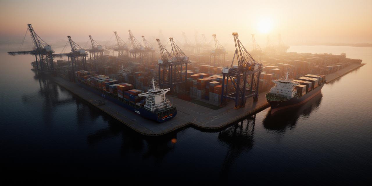 Ein hocheffizienter Containerhafen bei Sonnenaufgang mit logistischer Präzision